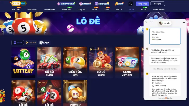 Để được giải đáp nhanh hơn bạn có thể sử dụng tính năng live chat của TIN88.